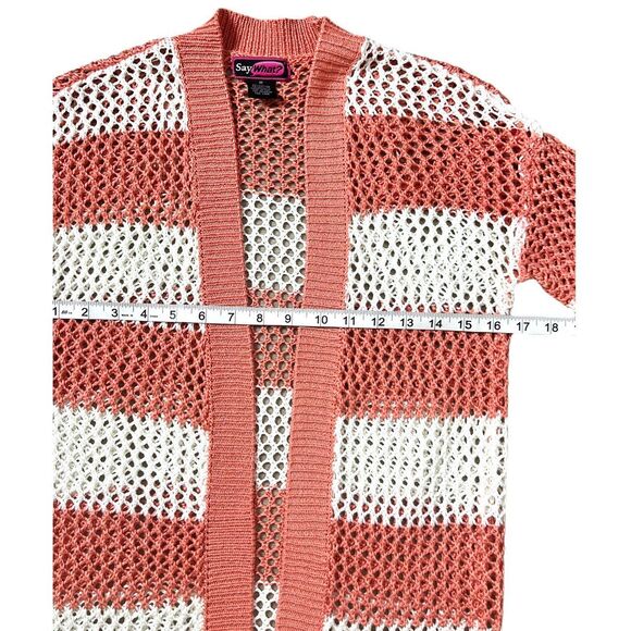 Medium Striped Loose knit open front cover up sweater - Picture 6 of 8